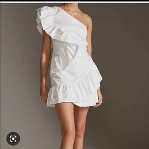 Womens one shoulder mini ruffle dress